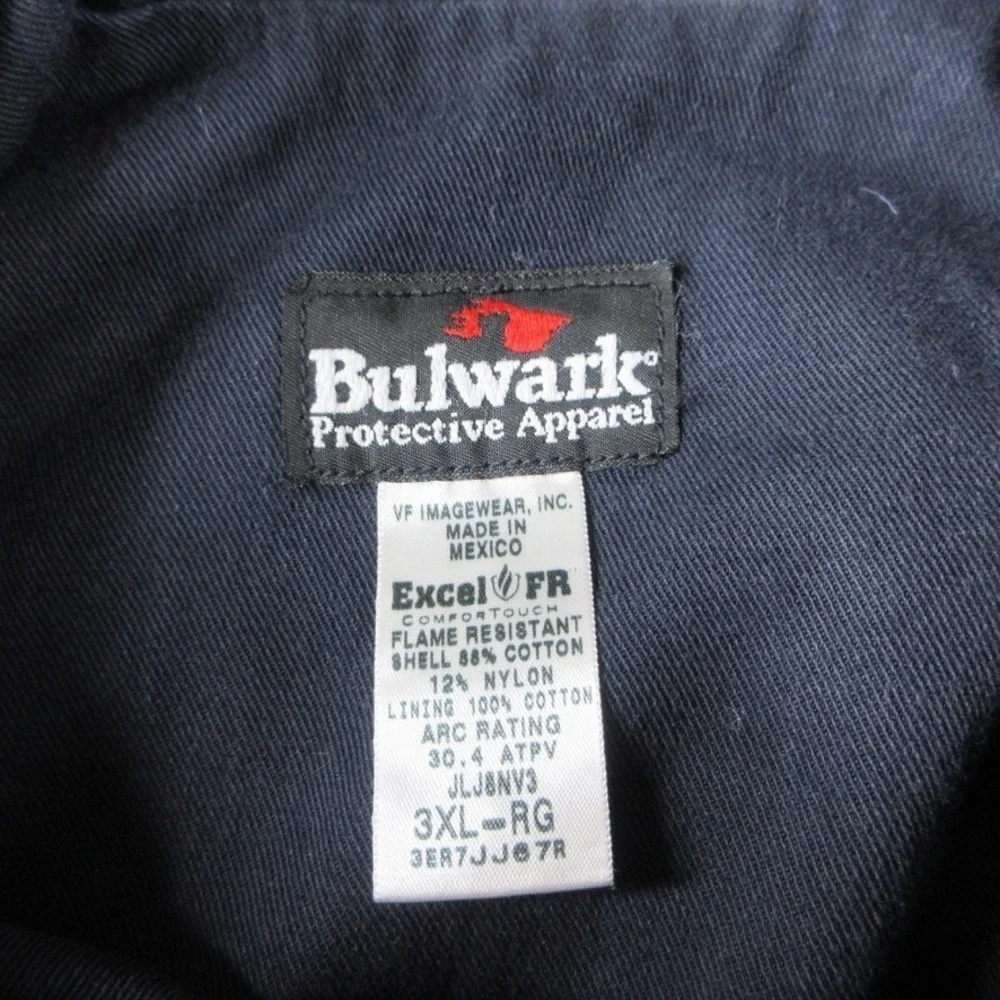 Bulwark FR Excel Jacket Mens 3XL Blue Full Zip Flame Resistant Workwear